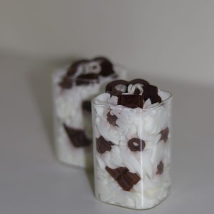Chocolate candles that are Chocolate scented. Made with soy wax, bee wax and a cotton wick that burns for a long time.