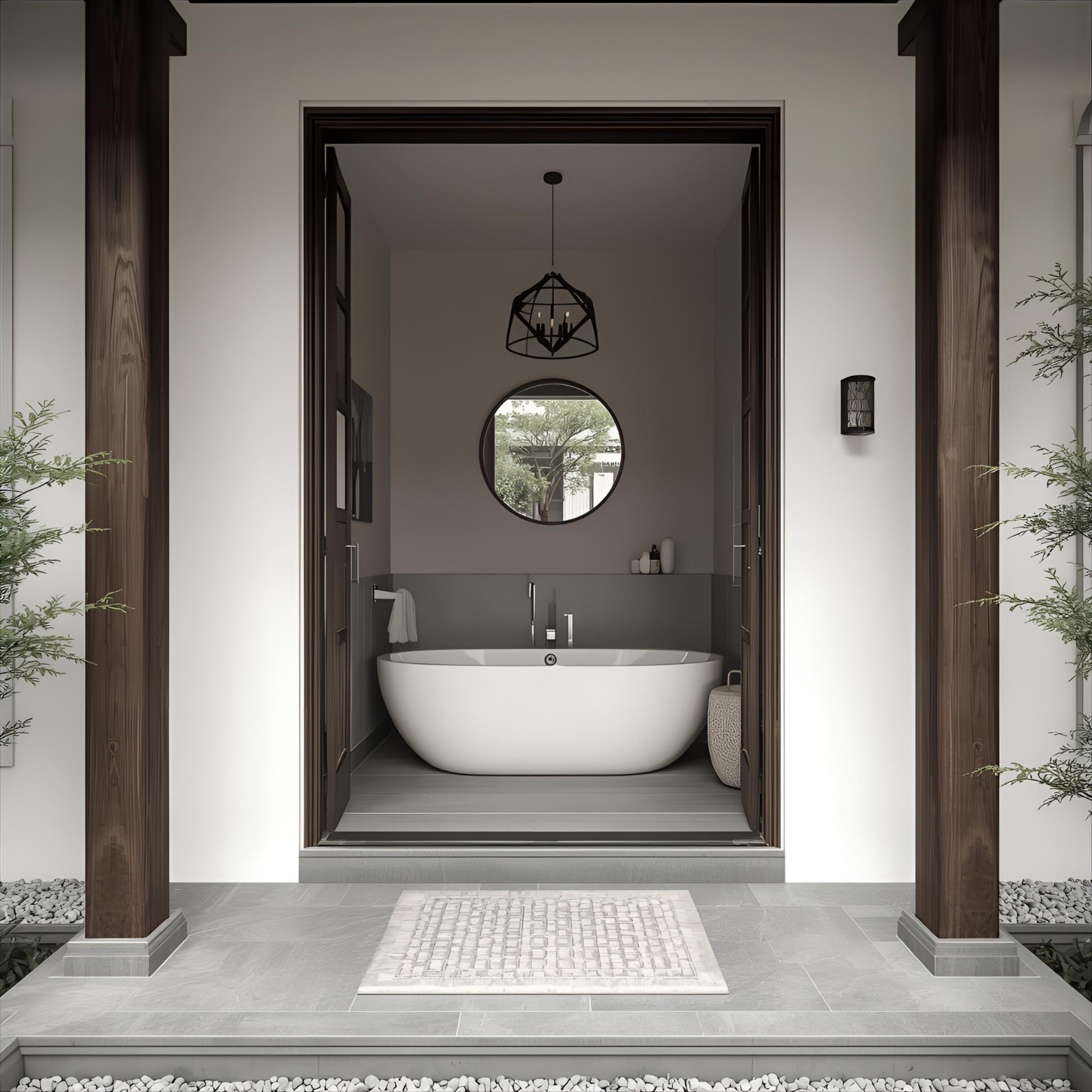 Photo of a beautiful minimalistic bathroom